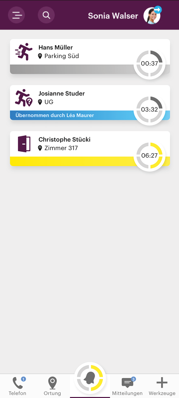 Screenshot einer App, illustriert die Funktion des Weglaufschutzes
