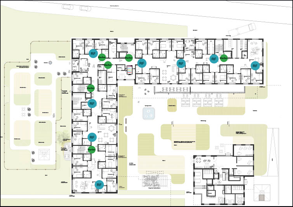 Gebäudeplan mit eingezechneten Antennen