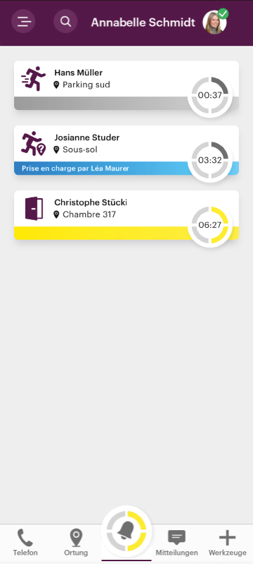 Capture d'écran d'une application, illustre la fonction de la gestion de l'errance