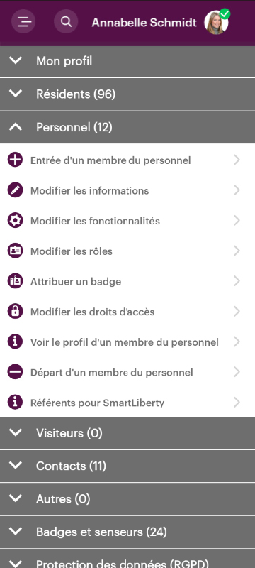 Capture d'écran d'une application, illustrant la fonction d'administration