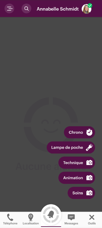 Capture d'écran d'une application, illustrant les outils intégrés