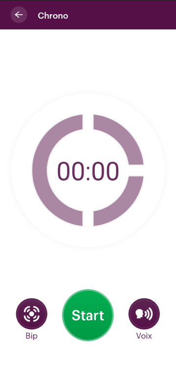 Capture d'écran d'une application, illustrant la fonction de chronomètre